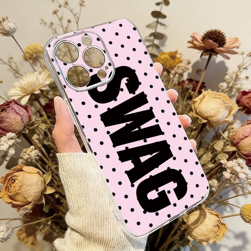 Luxury Y2K Style SWAG Phone Case Transparent Silicone Soft For iPhone 17 16 15 14 13 12 11 Mini Pro Max Plus