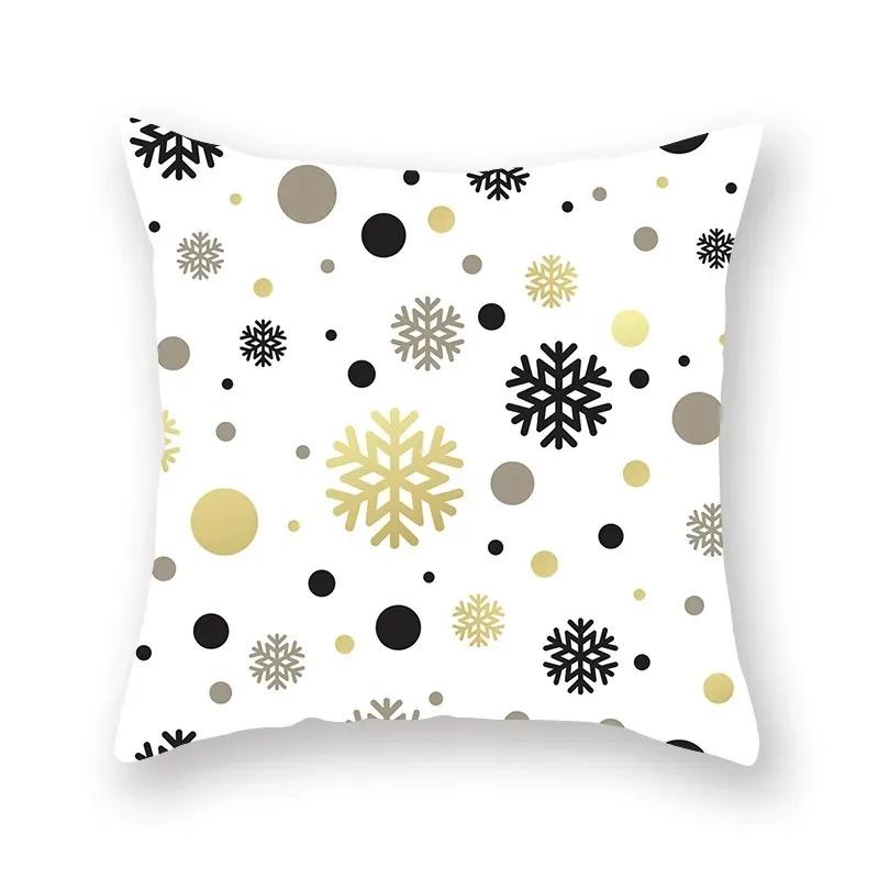 Gold Christmas Pillowcase Living Room Sofa Bed Pillow Home Decoration Bedroom Bedside Cushion 45x45cm