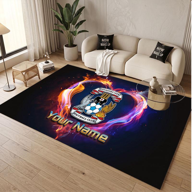 Custom Rug Coventry City Pattern Print Name Text Soft Non‑Slip Floor Carpet for Home Indoor Decoration