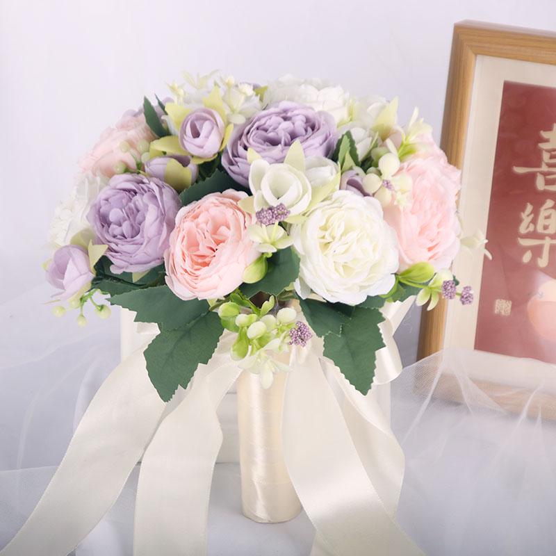Korean Style Bridal Bouquet for Weddings - Artificial Flower Ball for Bridesmaids & Photo Props