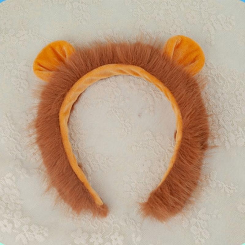 Kinder Süßes Löwen-Cosplay-Set Löwenohren Stirnband Schwanz Löwenpfoten Handschuhe Fliege Tüllröcke Halloween Kostüm