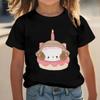 Kids Crewneck Short Sleeve T-Shirt, Cute Cat Cake Graphic Tee