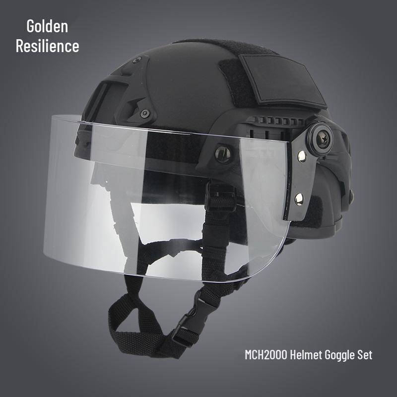 

MICH2000 Tactical Helmet with Riot Visor - Security & Field Safety Gear ACU Gray