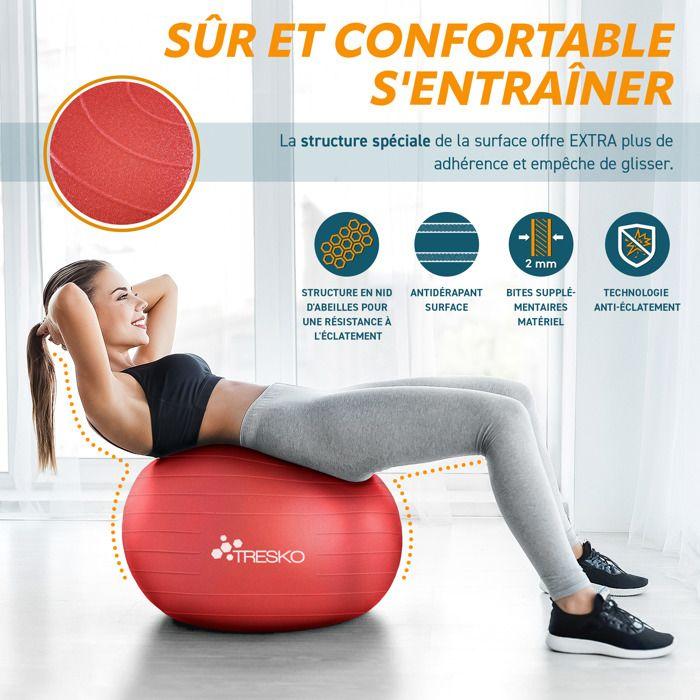 Ballon de Gymnastique - TRESKO - Rouge - 75 cm - Anti-éclatement - 300 kg