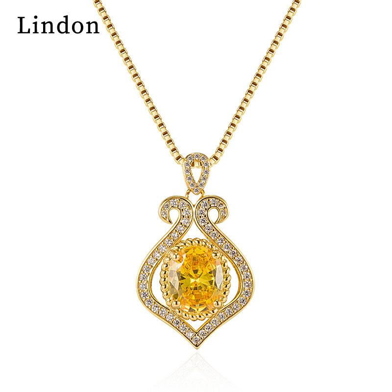 

Линдон медный кристалл циркон женское сердце кулон ключицы ожерелье свадебный подарок для вечеринки жёлтый