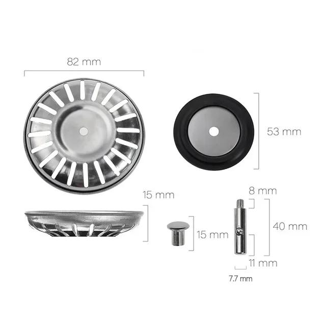 

78-84 мм Аксессуары для корзины для раковины Нержавеющая сталь 304 Кухонный фильтр для раковины Заглушка слива раковины