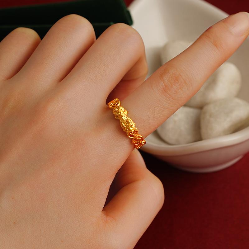 Vietnam Sa Gold Pixiu Verstellbarer Indexring für Damen