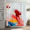 Brightly Colored Bathroom Shower Curtain, Modern Abstract Art Print Watercolor Design in Red, Yellow Blue Colors for Home Decor
