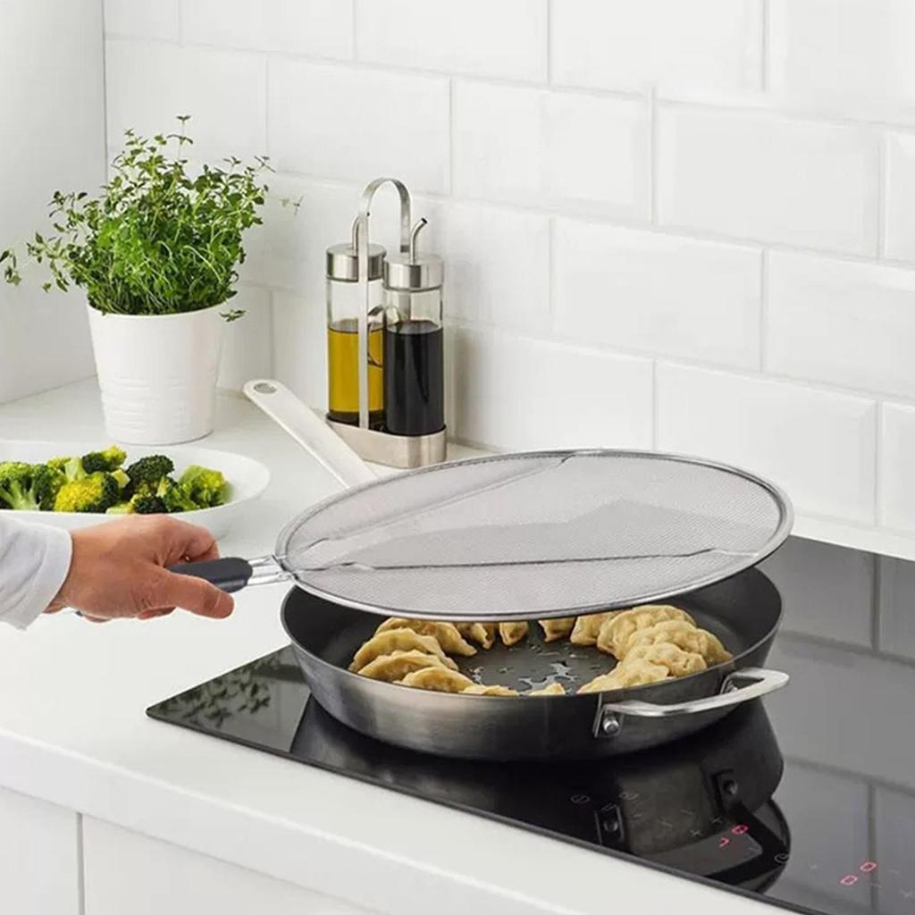 Stainless Steel Anti Oil Splash Cover 29cm/33cm Fine Mesh Splatter Screen Guard Protector Oil Residues Filter Kitchen Gadgets