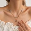 European & American Double-Layer Gray Purple Pearl Necklace, Titanium Steel, Colorfast, 18K Women's Luxury Layered Commuting Accessory