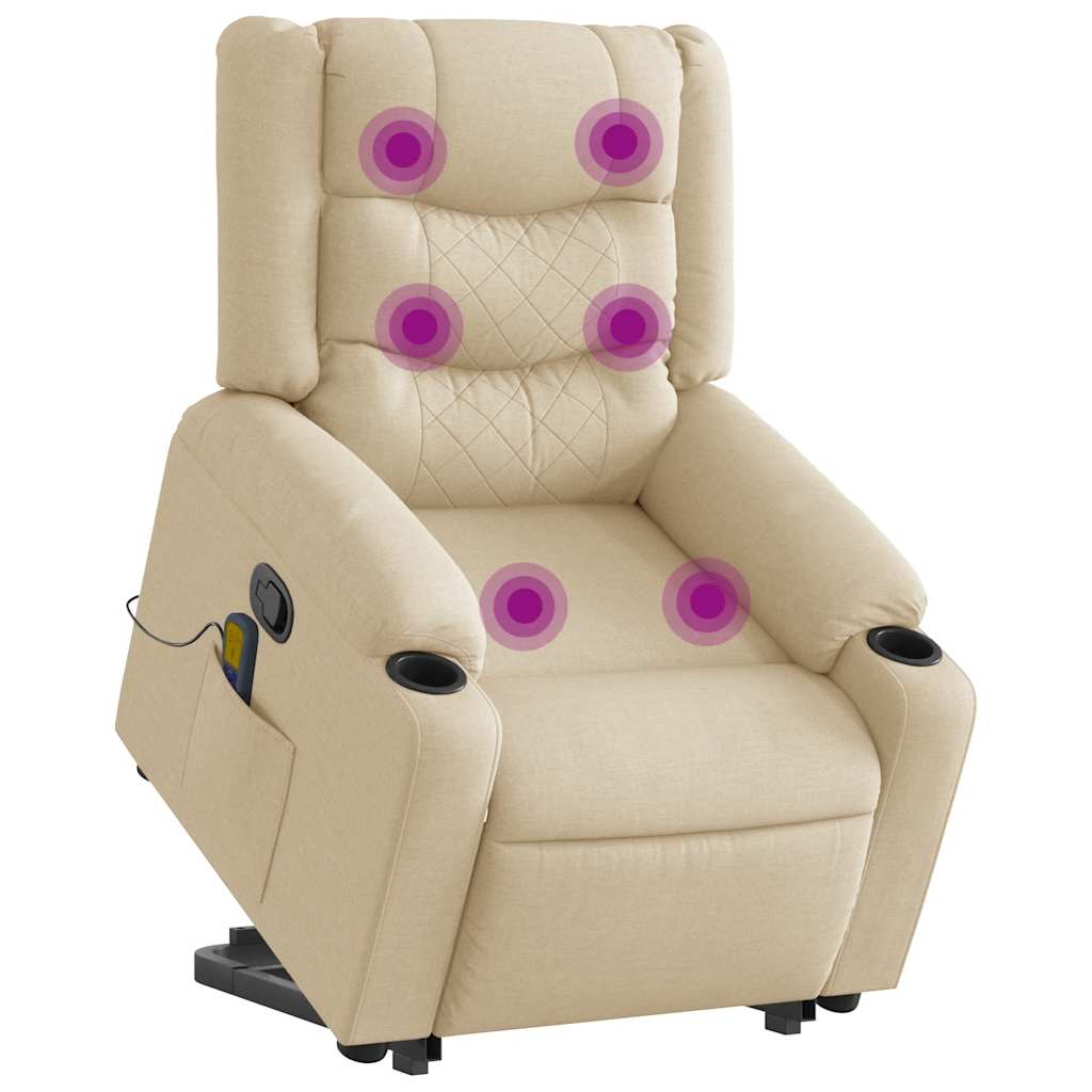 Massage Recliner with Rising Function Cream Fabric