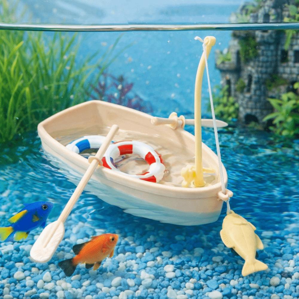 Mini Floating Plastic Boat Plastic Fish Tank Landscape Aquarium Decorations  Fish Tank Decor