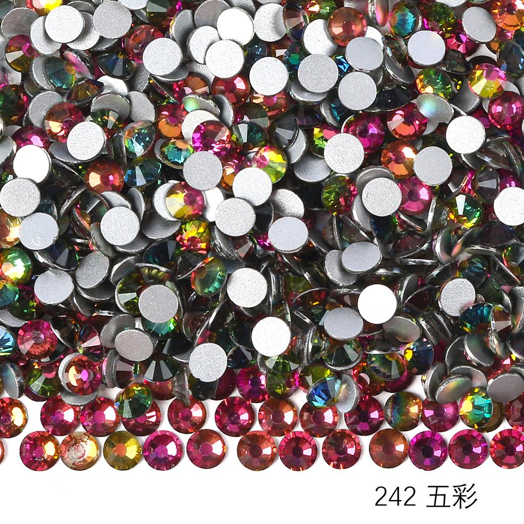 Ss3-Ss30 Strass Ab Colorés Verre Fond Plat Strass Diamant Cristal Coloré Rond Autocollant Manucure Diy Diamant