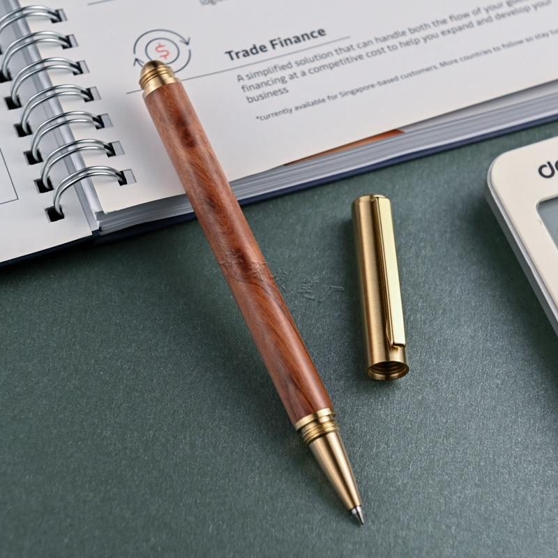 Creative Black Sandalwood Orb Pen With Pen Clip, Brass Rosewood Neutral Pen Enterprise, Advertising Signature Pen розовый лес