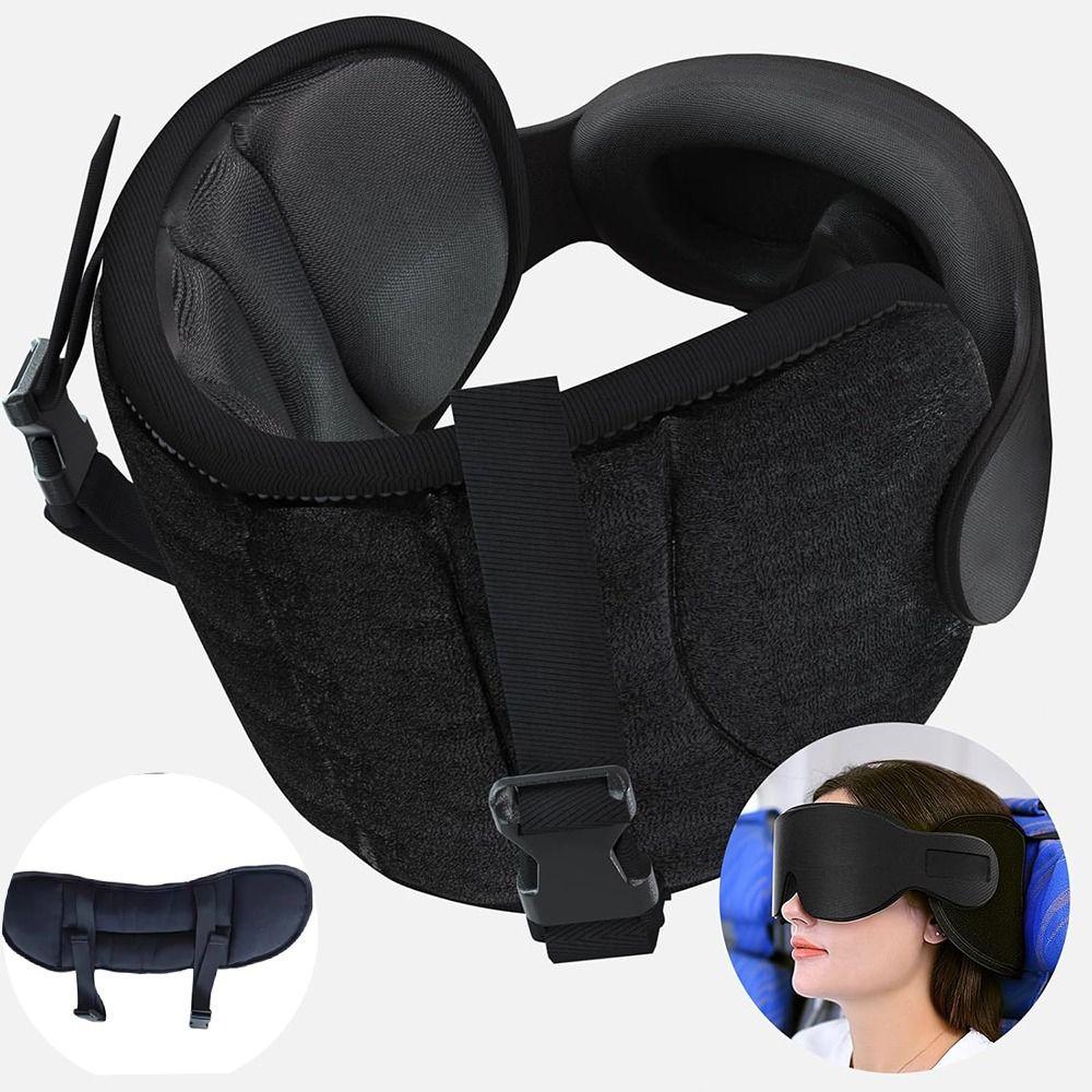 3D Contoured Travel Pillow 100% Blackout Zero Eye Pressure Sleeping Mask Soft Adjustable for Airplane Comfort