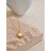 Yhpup Fashion Natural Shell Round Chic Pendant Necklace Waterproof Stainless Steel Golden High Quality Jewelry Accessories