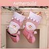 Whimsical Nordic Style Pink Christmas Stockings Featuring Santa And Snowman For Festivities