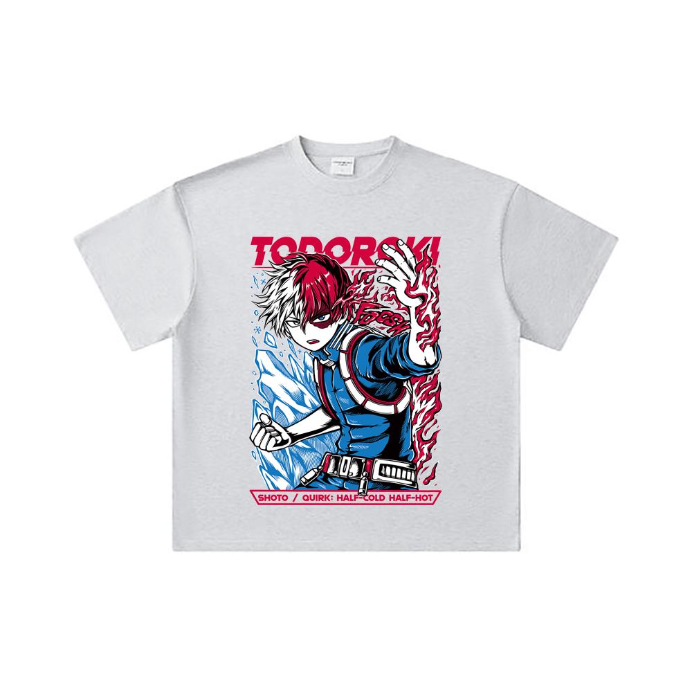 260 GSM Double Yarn 32 Count 100% Cotton My Hero Academia V10 Shoto Print Unisex Heavy Cotton T Shirt