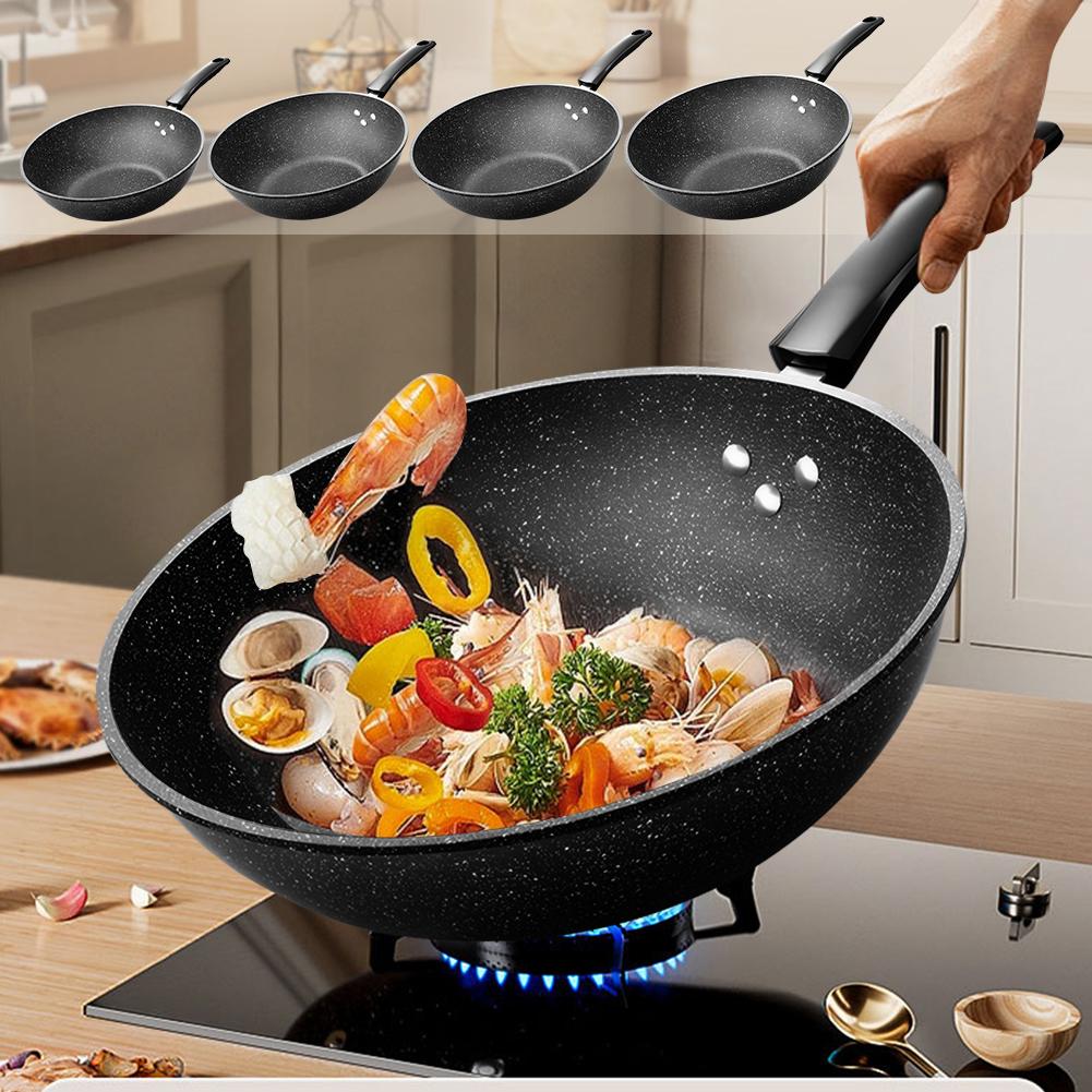 Medical Stone Multifunctional Wok Pan Lightweight Universal Skillet Cooking Pan for Induction Cooker Gas Stove