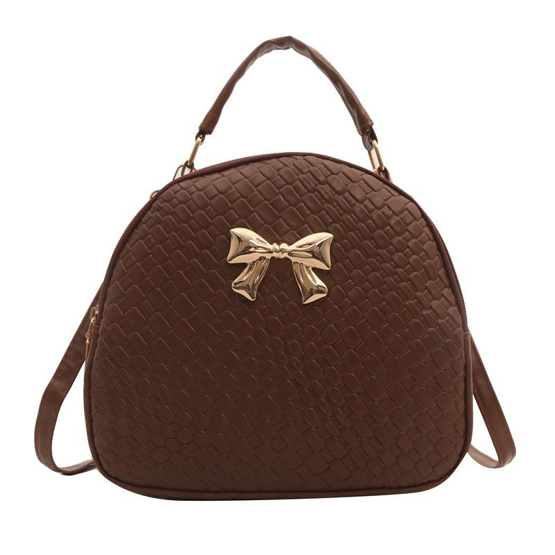 

Trendy woven pattern small round bag women s 2024 new fashionable versatile large-capacity backpack commuter shoulder messenger bag