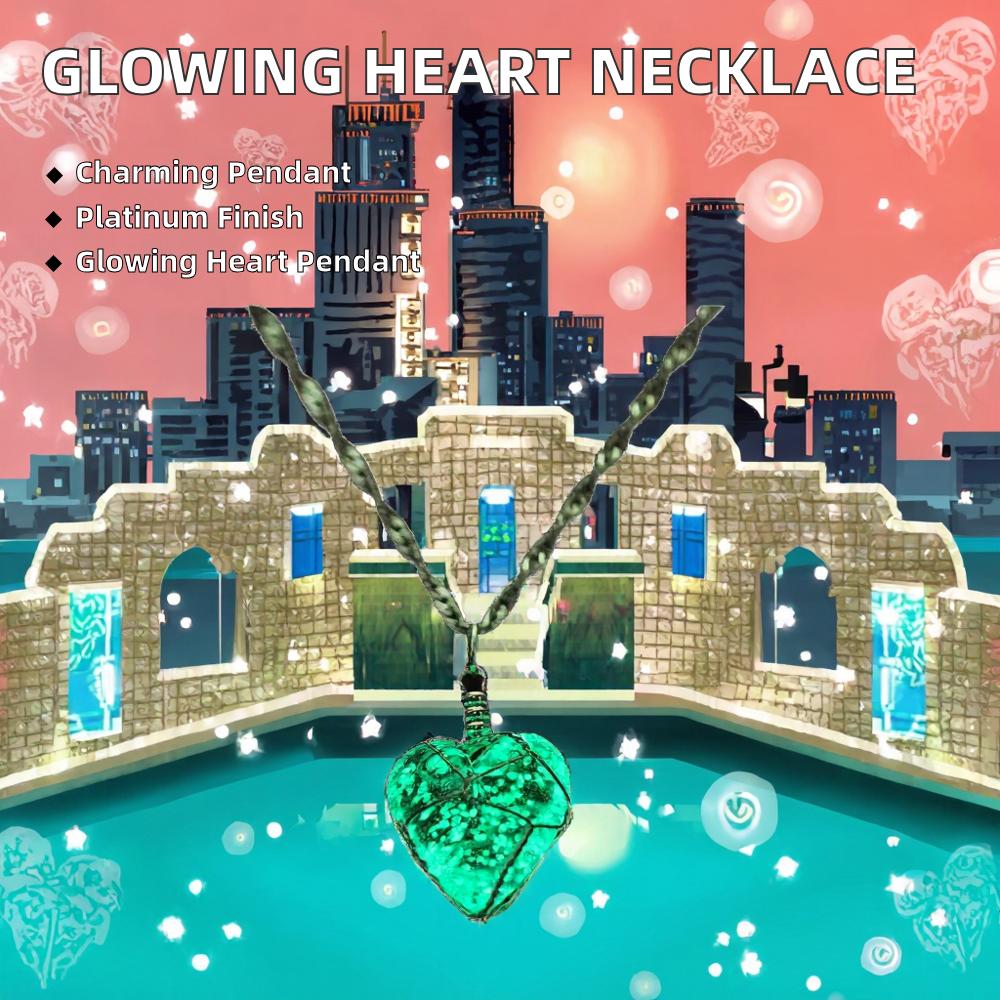 Fashionable Fine Jewelry New Creative Luminous Heart Crystal Pendant Necklace Glows Darkness Stainless Steel Charming Elegant