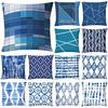 Blue Geometric Printed Throw Square Pillow Cover Sofa Chair Cushion Pillowcase