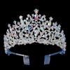 Silver Ab Crystal Tiaras and Crowns Headband for Women Rhinestone Diadem Bridal Wedding Hair Accessories Jewelry Crown Tiara