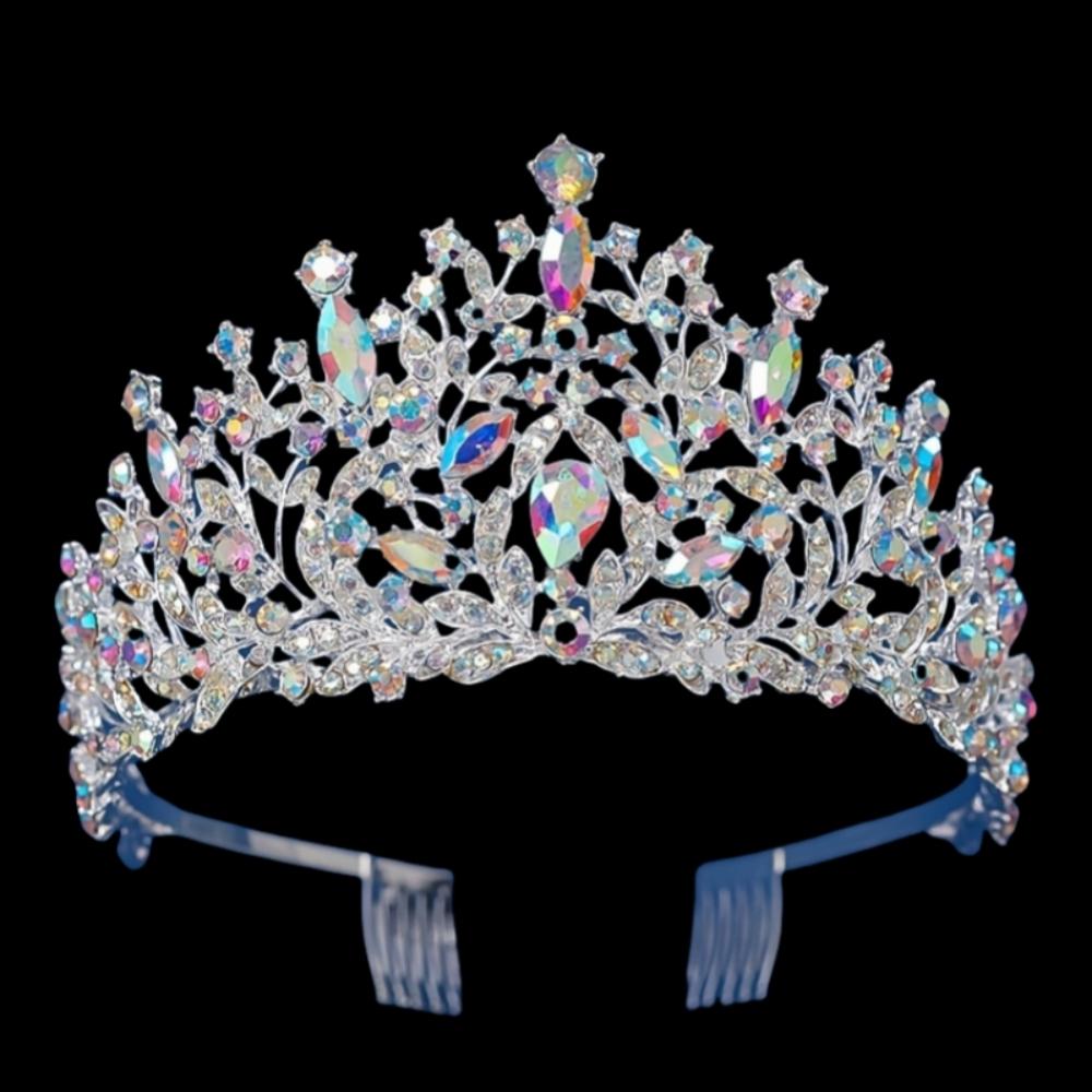 Silver Ab Crystal Tiaras and Crowns Headband for Women Rhinestone Diadem Bridal Wedding Hair Accessories Jewelry Crown Tiara