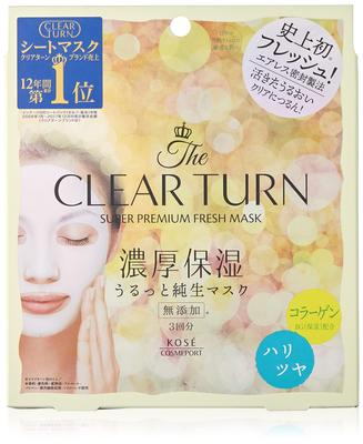 Clear Turn KOSE KOSE Clear Turn Premium Fresh Mask 3 Pieces Face Pack White (Hardy)