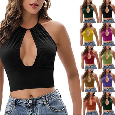 Top sin mangas de color liso para mujer con almohadilla para el pecho