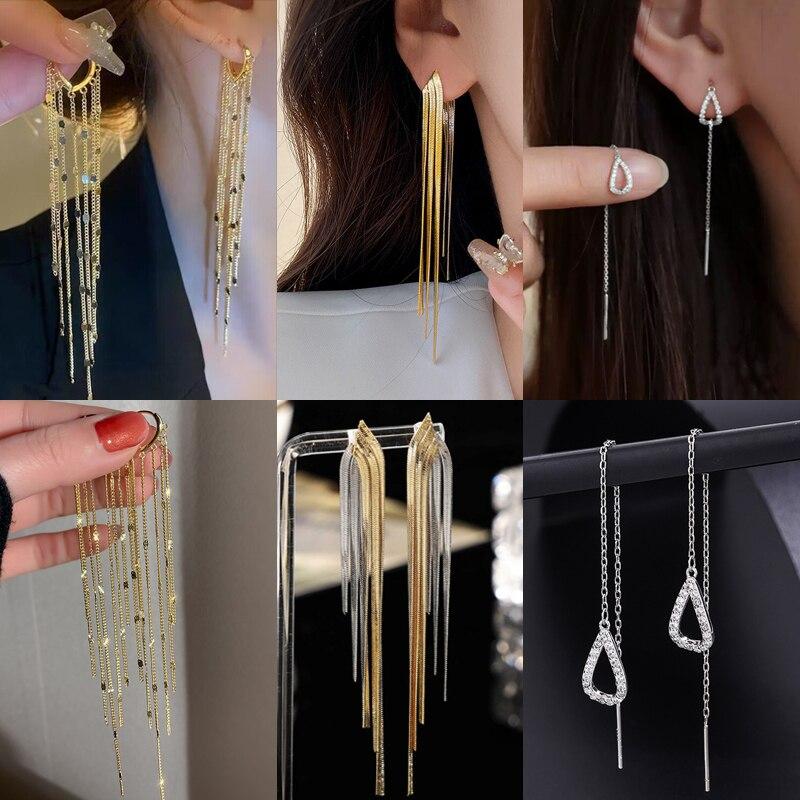 

2023 Новые роскошные серьги с длинными кисточками Заявление Цепочка Подвесные серьги для женщин Девушка Циркон Свадебное Заявление Вечеринка Ювелирный Подарок