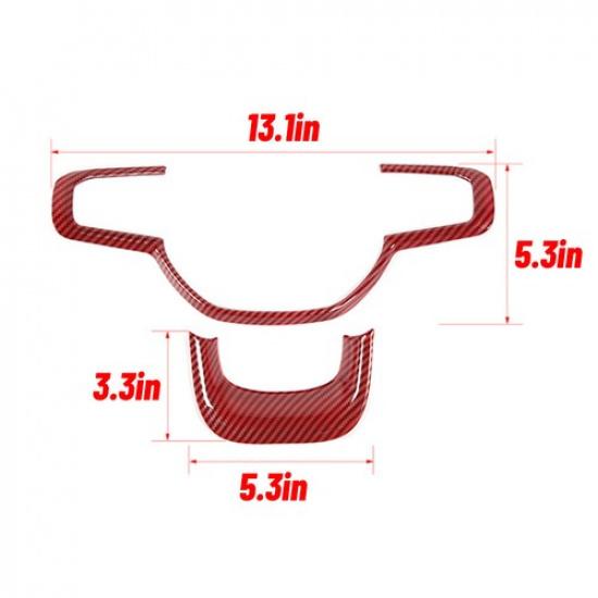 Steering Wheel Cover Trim Decor Frame For Dodge Ram 1500 2018+ Red Carbon Fiber