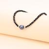 Cut Spinel Black Pearl Choker Power Stone Necklace for Women [KOAI]