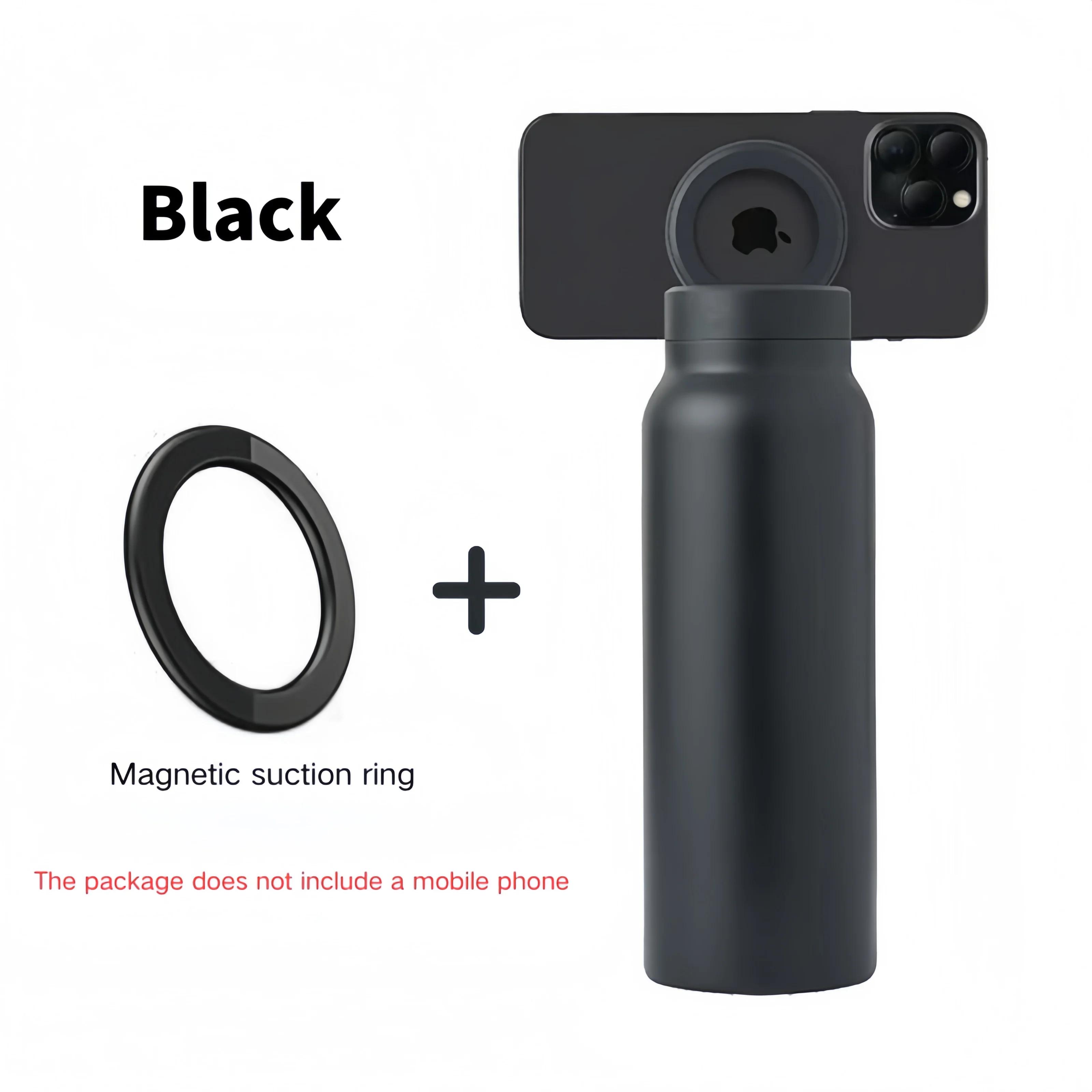 

24 Oz Insulated Stainless Steel Sports Water Bottle With Straw Outdoor Insulated Water Mug With Magnetic Phone Holder Thermos 24oz чорний