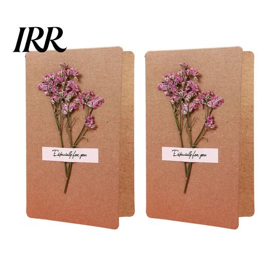 Natürliche Trockenblumen-Karte 2 Stück Gruß Handgemacht Retro Geschenk Botanisch DIY Einladung Wunsch für Hochzeit Geburtstag Babyparty Abschluss Einzigartig