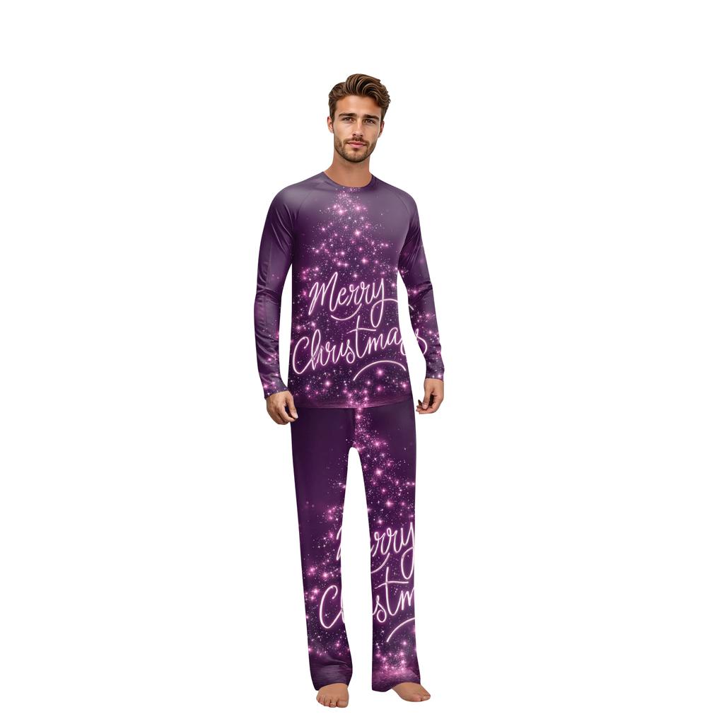 Christmas Printed Round Neck Parent-Child Long Sleeve Long Pants Home Clothes Set