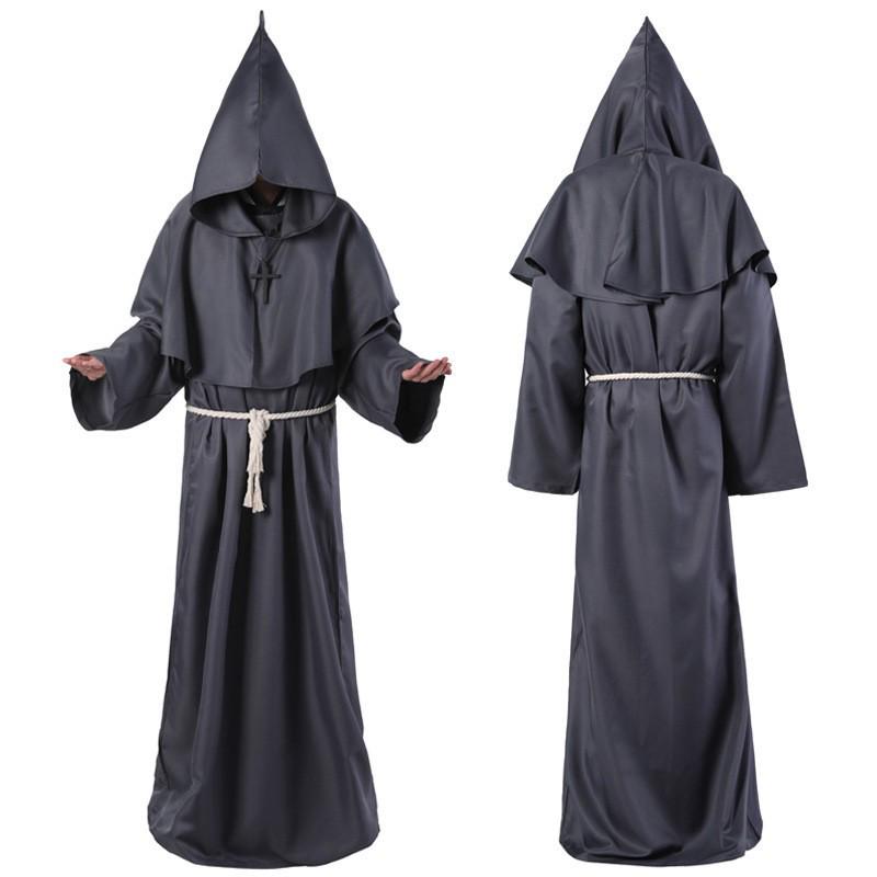 Halloween Monk Robe Wizard Priest Costume - Medieval Death Reaper Cosplay Outfit