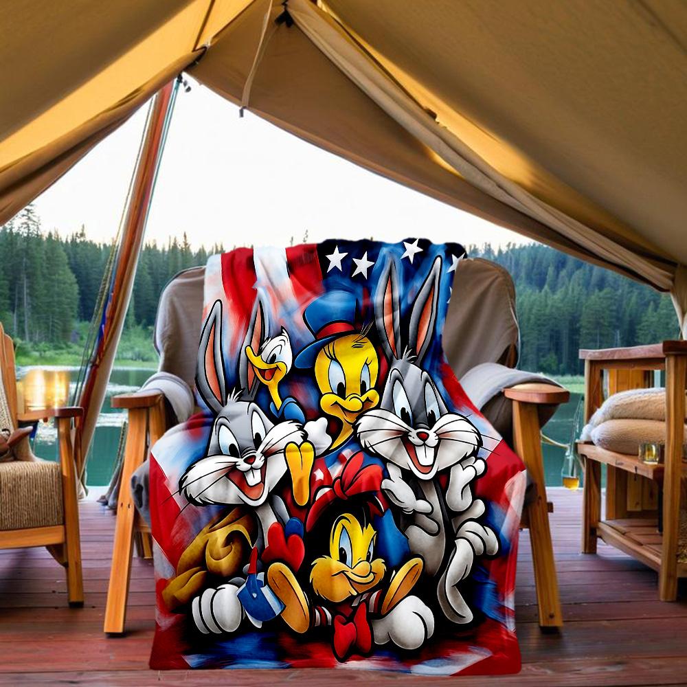1pc American Looney Tunes Outdoor Blanket, Soft And Comfortable Blanket, Casual Warm, Camping Travel Blanket, Birthday Gift. M71404