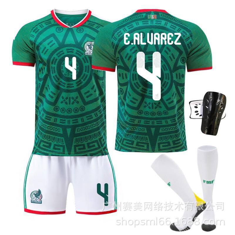 Weltmeisterschaft Mexiko Heim Nr. 9 Raul 11 Jimenez 14 Trikot-Set Kinder-Fußballuniform