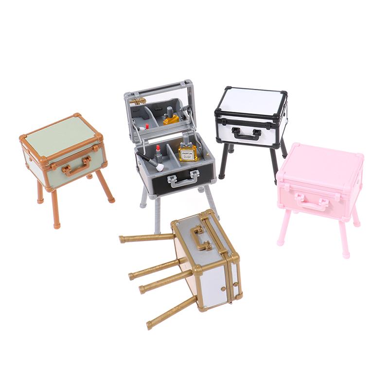 1Set 1:12 Dollhouse Miniature Makeup Box Makeup Mirror Model Home Scene Decoration Doll Pretend Play Furniture Toys Accessories