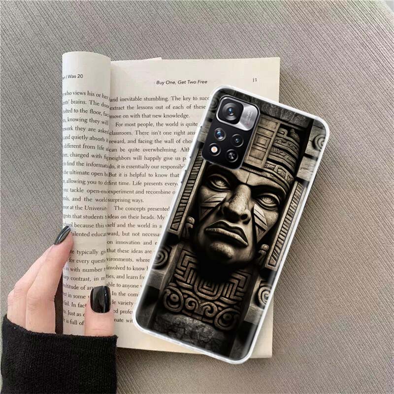 Husă Telefon Piatră Aztecă Maya Pentru Redmi Note 13 12 Pro Plus 14 15 Pro 5G 11 11T 11E 11S 10 Pro 10S 9 9S Cover Cell TPU Transparent Capa