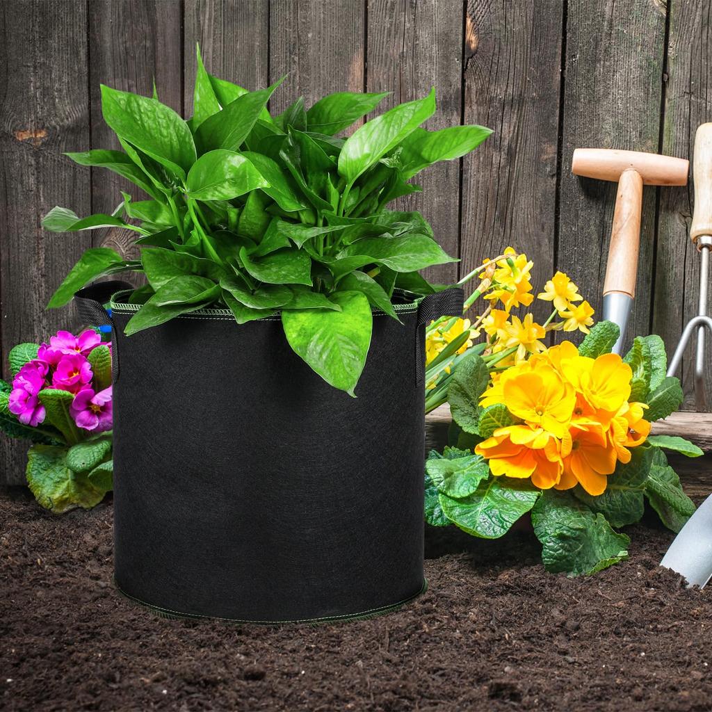 Pflanzsack Stoff Pflanzbeutel Schwarz Vlies Topf Anzuchttasche Baum Pflanze Anzuchttöpfe Gartenpflanzenbehälter