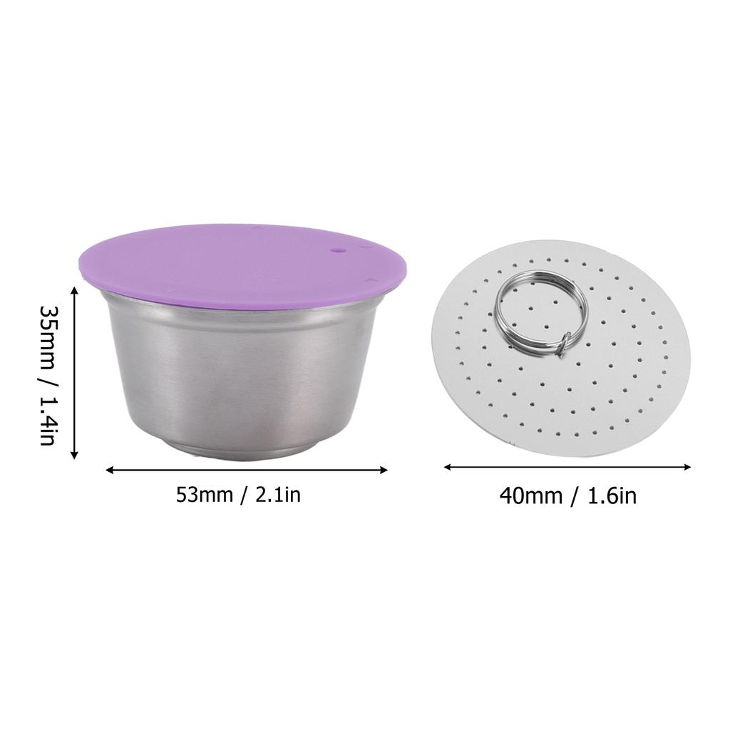 Capsules de café rechargeables en acier inoxydable Ensemble de tasses à filtre à café réutilisables avec couvercle à poudre pour   Gusto