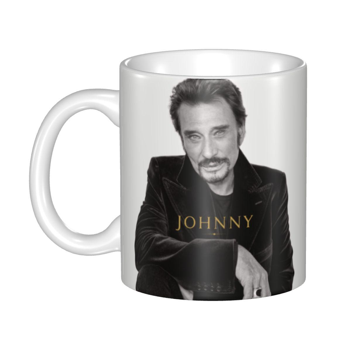 French Rock Johnny Hallyday Coffee Mugs DIY Customized France Singer Ceramic Mug Creative Present 301-400ml