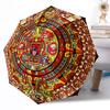 Aztekenkalender-Scheibe Outdoor Automatischer Regenschirm Kompakt 8-Rippen Leicht Langlebig Täglicher Begleiter Regenschirm Outdoor-Accessoire Stilvolles Geschenk für Frauen
