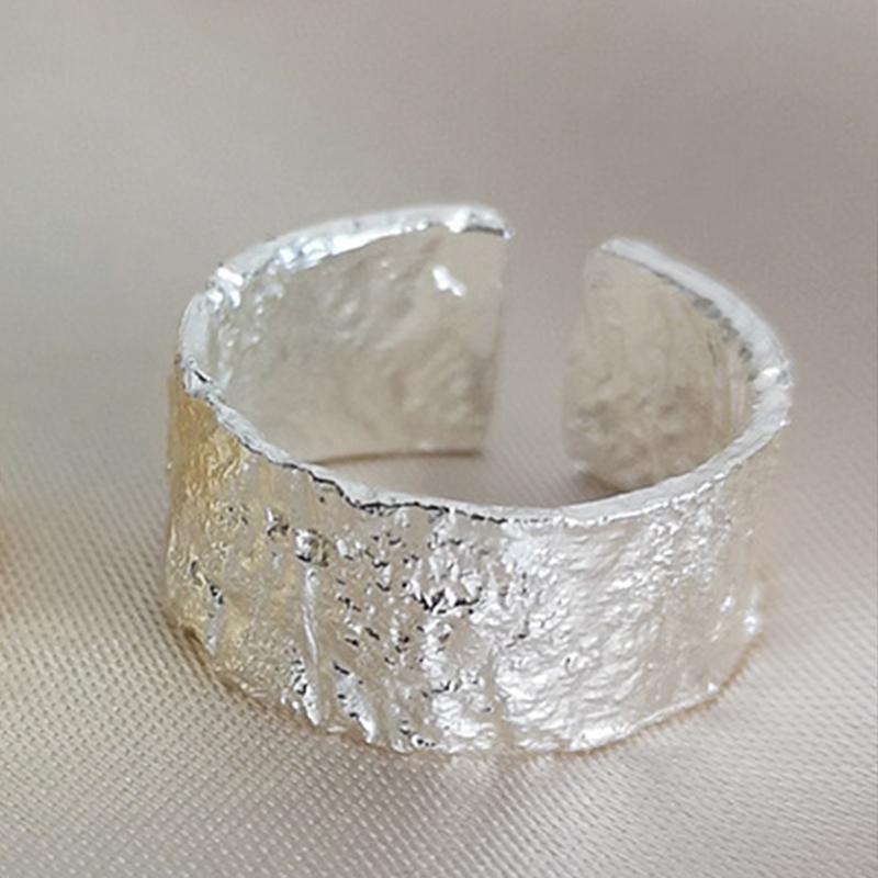 PANJBJ 925 Sterling Silber Dicker Doppelring für Damen Mädchen Geschenk Minimalismus Neutral Öffnend Breiter Schmuck Dropshipping