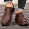 Men's High-top Casual Leather Shoes Hand-stitched Plus Size 38-50 Non-slip Soft Sole Flats with Zipper for Walking Working
