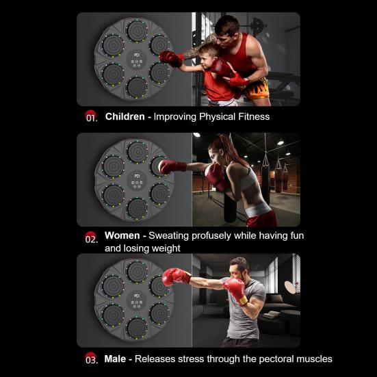 Yousheng Wall-Mounted Music Boxing Machine 9 Speed 9 Modes Adjustable Electronic Boxing Trainer Target LED Display Punching Pad Home Workout Equipment