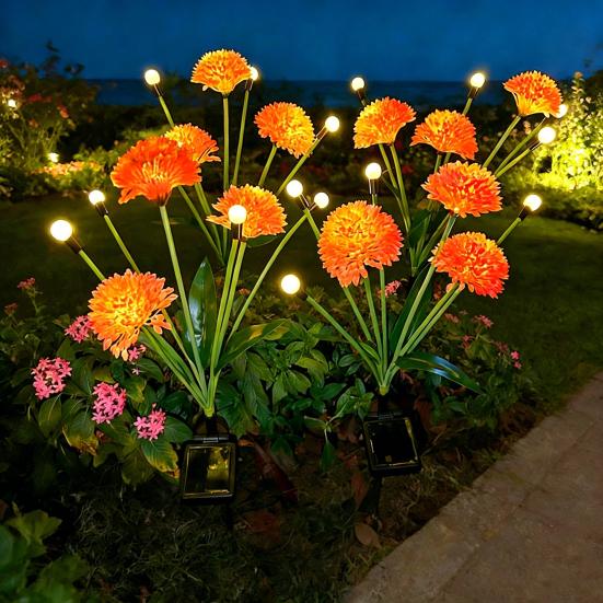 Solar Ground Stake Light Outdoor Flickering Firefly Flower Lamp Waterproof