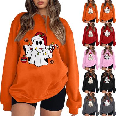 Women's Casual Round Neck Long Sleeved Pullover,Christmas  Printed Top, Long Sleeved Hoodie